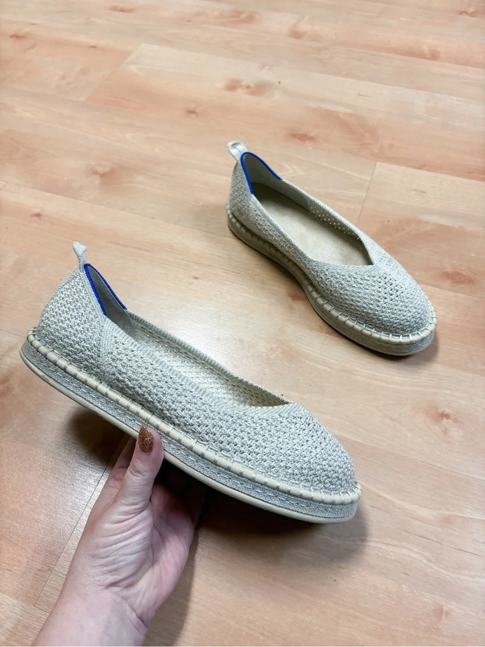Rothy’s The Espadrille Diamond Metallic Knit Flats Women’s Size 9.5